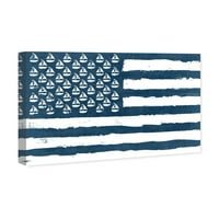Wynwood Studio Americana i Patriotic Wall Art Canvas Otistavlja 'Stanje jedrenjaka' Us Flags - Plava, bijela