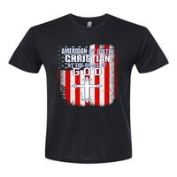 Majica s američkim podrijetlom Kršćanska milošću Božjom, nadahnuta kršćanska muška majica s vrhunskom majicom, tamno crna, srednja