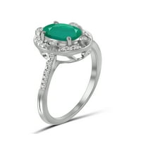 Draguljarski klub smaragdni prsten od rodnog kamena – - nakit od srebra od smaragda od 0 karata i bijeli dijamantni naglasak - prstenovi