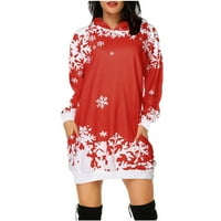 Ženska modna božićna majica s kapuljačom, torba s džepom na boku, modna haljina s kapuljačom s printom, 925,4488102