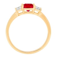 Prsten za godišnjicu zaruka od žutog zlata 14k izrezan princeza u crvenoj boji s imitacijom rubina od 1,11 karata, veličina 8
