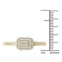 Carat T.W. Dijamantni dvostruki halo klaster 10KT zaručnički prsten od žutog zlata