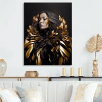 DesignArt zlatna i crna senzualna žena III platno zidna umjetnost