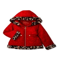 Pistachio Girls prekrivena jakna od puhača s leopard fau krznom oblogom, veličina 4-6x