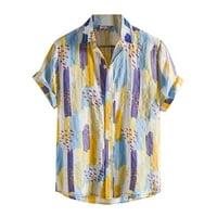 Modne ljetne muške košulje s reverima s kratkim rukavima na kopčanje modna bluza s printom od 9 do 3 inča