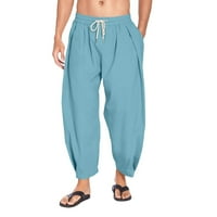 Muške hlače Casual trening jogging jednobojne hlače tkane široke hlače s nabranim džepovima hlače s vezicama Modne široke hlače ulična