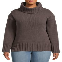 Terra & Sky Women's Plus veličine kornjača od kornjača od kenille džemper
