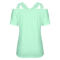 Rasprodaja ženskih gornjih dijelova za dame, ljetne stilske čipkaste prošivene košulje u boji, opuštena bluza s popustom s izrezom