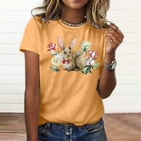 Ženska modna majica s okruglim vratom s kratkim rukavima s printom, Bluza, labavi topovi, Darovi za Majčin dan, rasprodaja u žutoj