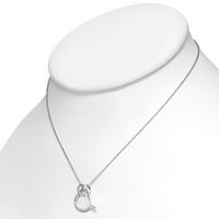 Ogrlica s privjeskom od srca od čistog srebra s prirodnim bijelim dijamantom