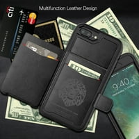 : Kona veganska kožna folije novčanica i selfie štap Mini stativ 2. Za Apple iPhone Plus - Kickstand, utora za kartice, kompatibilno