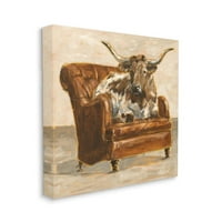 Stupell Industries Sažetak stolica bika dnevne sobe smeđa narančasta slika platno zidne umjetničke dizajn Ethan Harper, 17 17