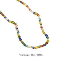 modna prozirna šarena ogrlica od rižinih perli, dvostruka ogrlica s kratkim perlama