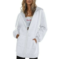 Dukserice za žene jesenske kapuljače s patentnim zatvaračem prevelika odjeća Ležerne jakne s džepovima kaputi s kapuljačom srednje