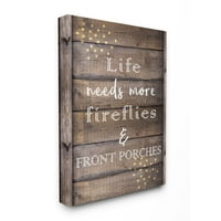 Stupell Industries Fireflies Country Life Home Wood Texturd Word Design Canvas Wall Art by Kimberly Allen