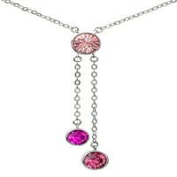 Fine srebrno pozlaćena multi ružičasta kristalna ogrlica, 18 + 2 lanac