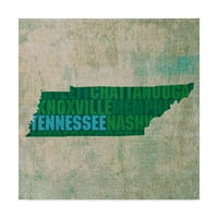 Prepoznatljiva likovna umjetnost riječi države Tennessee na platnu iz mn