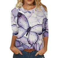 ženski jesenski top, Ležerne elegantne majice s rukavima od tri četvrtine s okruglim vratom, cvjetne majice, slatke majice, modne