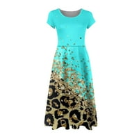 Ljetne haljine ženske ljetne haljine Za plažu kratkih rukava s uzorkom A kroja za zabave Midi Casual Blue sundress
