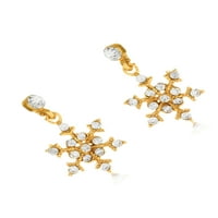Obalni nakit zlatne boje s poliranim kristalnim snježnim pahuljicama viseće naušnice