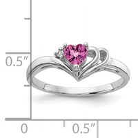 Prsten od ružičastog safira i AAA dijamanta u obliku srca od bijelog karatnog zlata.