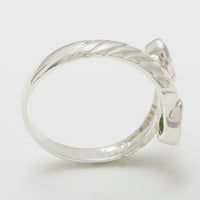 Ženski prsten od prirodnog smaragda od sterling srebra britanske proizvodnje - opcije veličine-10. - opcije veličine - dostupne veličine