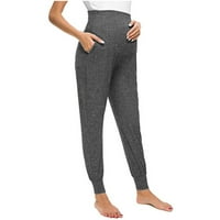 Rasprodaja ispod $ $ ženske obične Trudničke Ležerne hlače rastezljive udobne hlače za slobodno vrijeme tamno sive, uh, uh