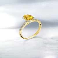 Kralj dragulja 0. Žuti citrin Karat s bijelim dijamantom 10 karatni prsten od žutog zlata sa zubima od bijelog zlata