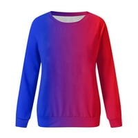 Ženske trenirke s okruglim vratom s dugim rukavima, pulover u boji gradijenta, džemper za jesen / zimu, Ležerne široke trenirke
