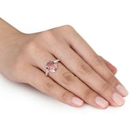 Donje koktel prsten Miabella od 4-karatnog морганита T. G. W. okrugli rez s bijelim сапфиром okrugli rez i dragulj T. W. okrugli