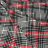 Tkanine 45 pamučne karirane flanelske karirane tkanine za šivanje i rukotvorine, Crvena, siva i bijela