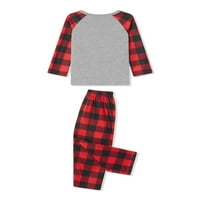 Božićne obiteljske pidžame, odgovarajući setovi, karirani vrhovi dugih rukava s printom losa, hlače, salonka, Pidžama za spavanje