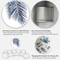 DesignArt 'Sažetak plavog lišća palminog montažnih grana' Tradicionalna metalna zidna umjetnost kruga - disk od 11
