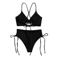 + Ženski push-up bikini setovi veličine plus sa bočnim vezicama seksi špagete dvodijelni kupaći kostim kupaći kostim