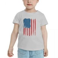 Crvena i plava američka zastava smiješne majice za malu djecu za dječake i djevojčice