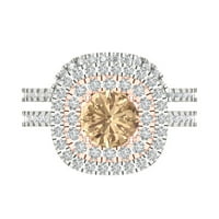 1. 14k sintetički žuti Moissanite dijamant s okruglim rezom od bijelog ružičastog zlata u boji s naglascima vjenčani set od 9