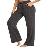Ženske pidžama rastezljive hlače s džepovima, Maksi hlače s visokim strukom, ženske široke joga hlače širokih nogavica