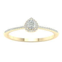 Imperial ct tdw kruška dijamant halo zaručnički prsten u 10k žutom zlatu