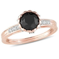 Miabella Carat T.W. Crno -bijeli dijamant 10KT zaručnički prsten ruže zlata