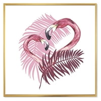 DesignArt 'Pink Flamingo u tropskom ljetu II' Tropska uokvirena platna zidna umjetnička printanje