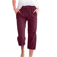 Hlače za žene ženske široke hlače visokog struka, elastične hlače s vezicama, udobne ravne duge hlače s džepovima, Ženske hlače a-line
