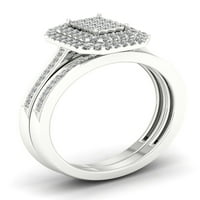 1 3CT TDW Diamond S sterling srebrni jastuk u obliku klastera Halo Bridal Set