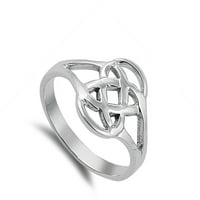 Križni Keltski Ljubavni čvor beskrajni prsten. Sterling srebrni nakit ženska muška Veličina 6
