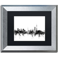 Zaštitni znak likovna umjetnost Johannesburg Skyline B&W Canvas Art by Michael Tompsett, Black Matte, Silver Frame