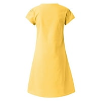 Haljine za žene, ženske casual seksi šarene modne široke duge haljine s izrezom u obliku slova A i kratkim rukavima, žute, AA