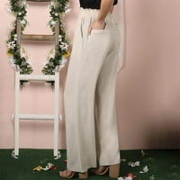 Ženske široke duge hlače visokog struka, ženske Ležerne široke hlače s elastičnim strukom