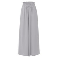 Ženske modne elegantne ljetne obične Ležerne hlače s džepom na vezicu i elastičnim strukom, duge široke hlače
