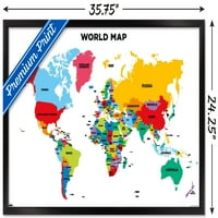 Zidni plakat svjetske karte, uokviren 22,375 34