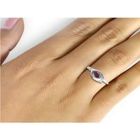 Prsten od srebra s rubinom u karatu i bijelim dijamantom s naglaskom