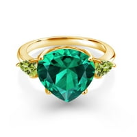 Kralj dragulja 9k zeleni Nano Smaragd zeleni Peridot 18K srebrni prsten od žutog zlata presvučen srebrom